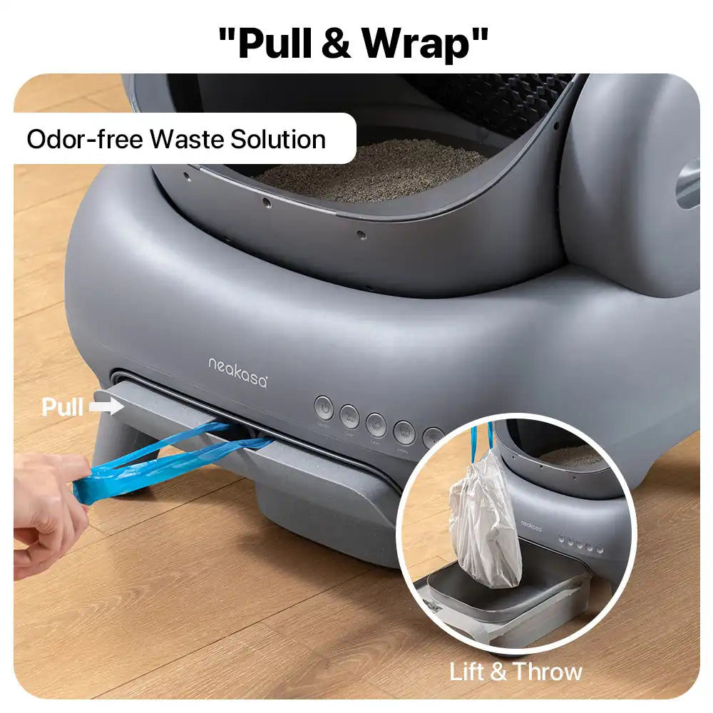 Pull and wrap odor-free waste disposal on the Neakasa M1